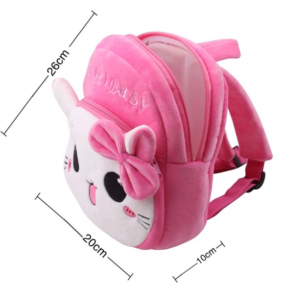 NWT PINK PLUSH GIRLS BACKPACK double zip kitty 10'x10'x3'inch. Excellent quality - Picture 13 of 17